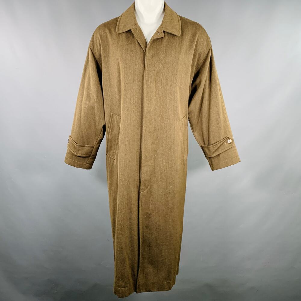 LUCIANO BARBERA Size 36 Brown Heather Wool Hidden Buttons Coat